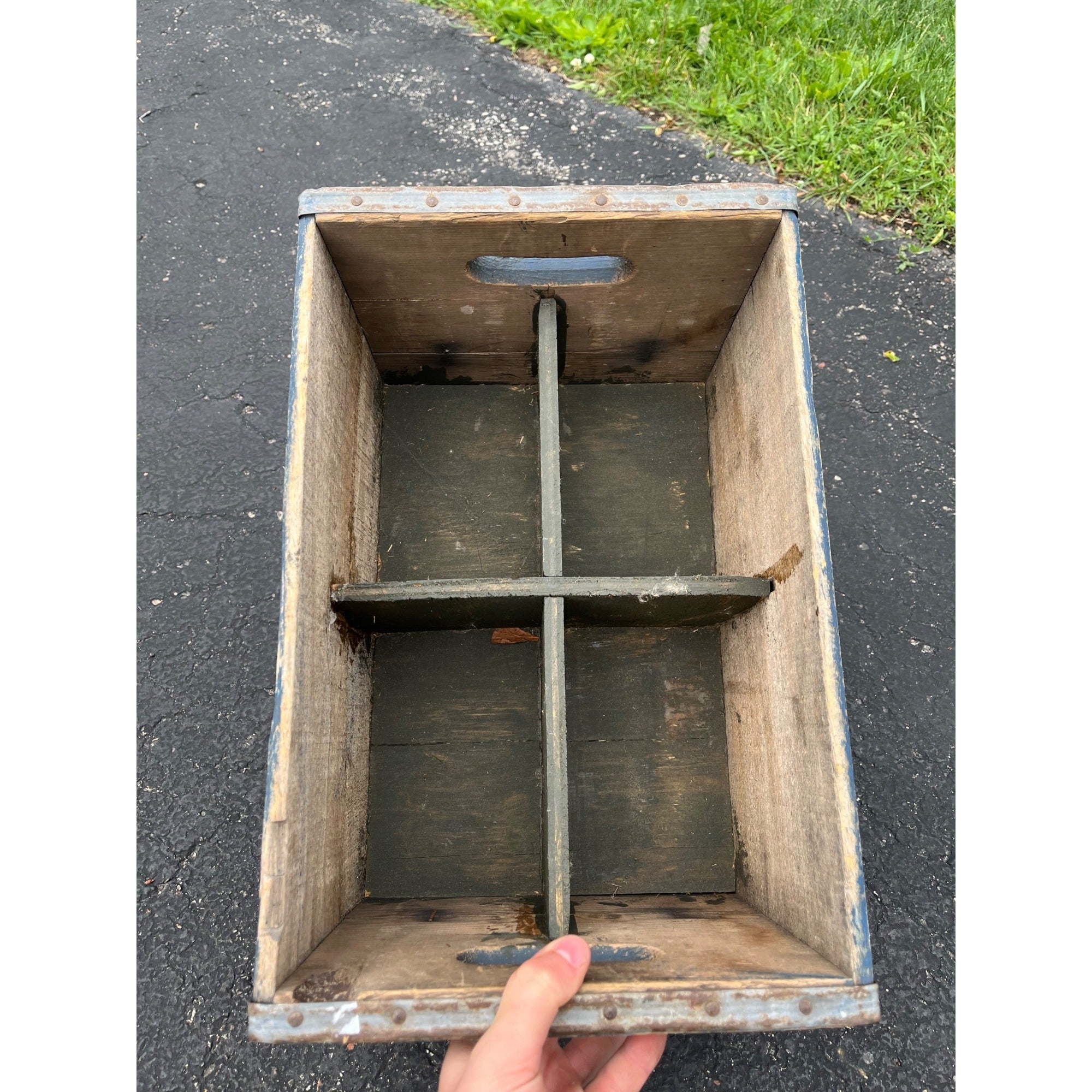 RARE EARLY Vintage Orange Crush BLUE Wood Soda Crate Pop Advertising Box