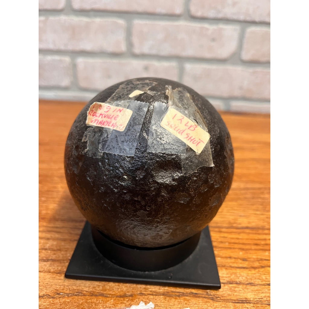 Antique Civil War Era 12 Pound Solid Shot Cast Iron Cannonball 4.5" Maryland Dug