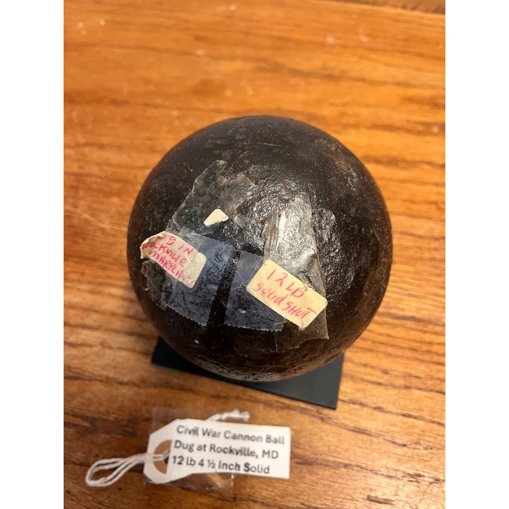 Antique Civil War Era 12 Pound Solid Shot Cast Iron Cannonball 4.5" Maryland Dug