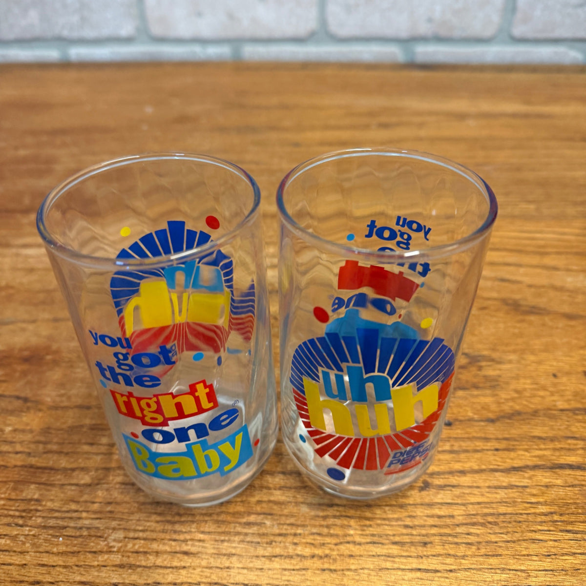 Diet Pepsi Glass You Got the Right One Baby Uh Huh Vintage 5" Lot of 2