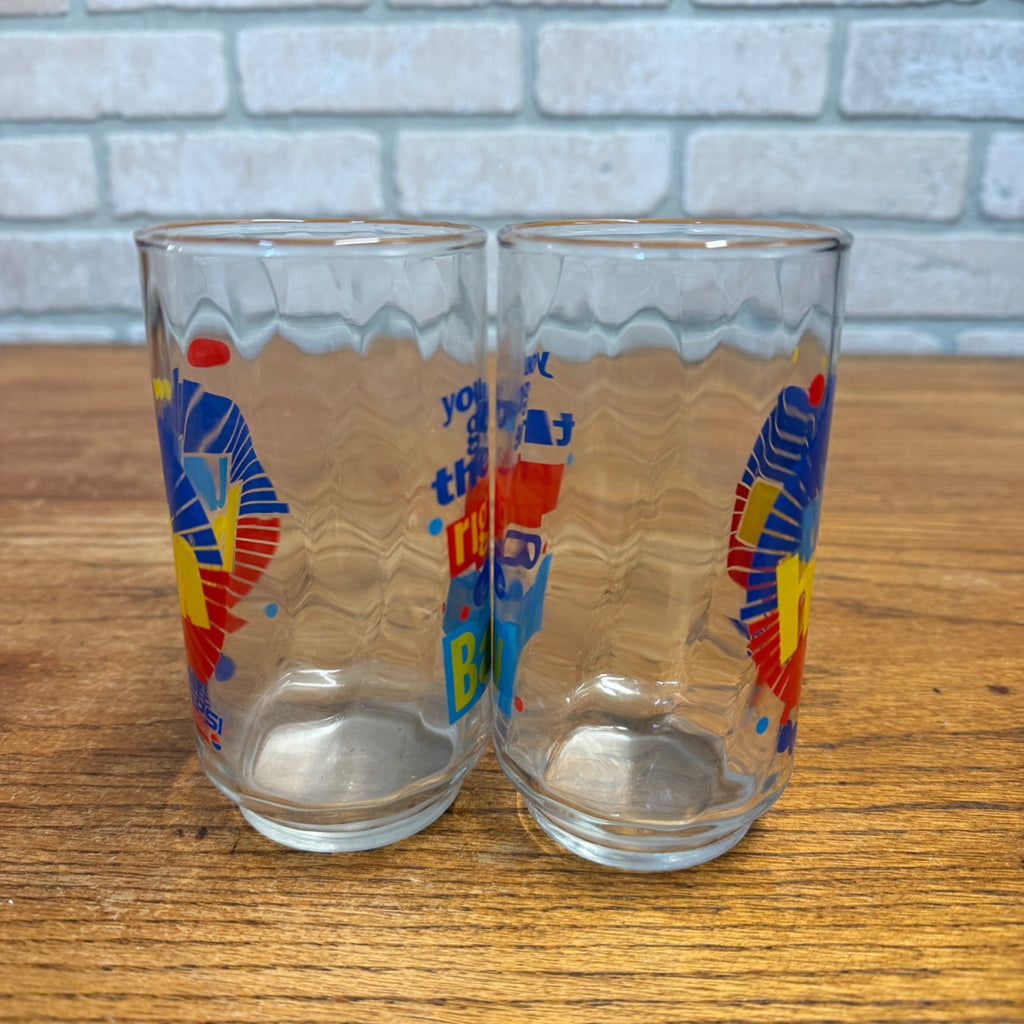 Diet Pepsi Glass You Got the Right One Baby Uh Huh Vintage 5" Lot of 2