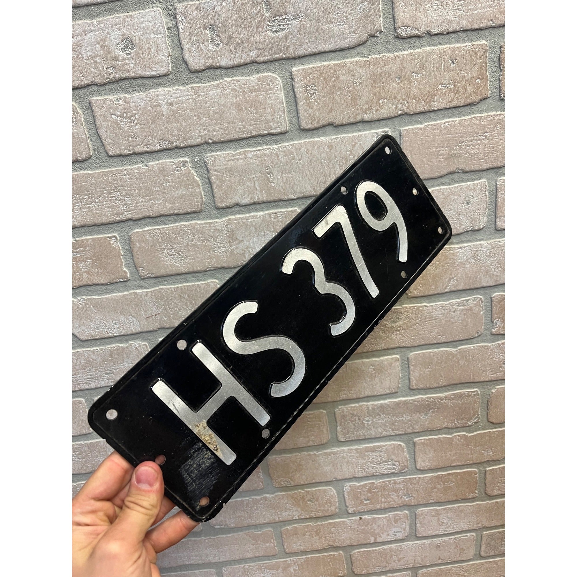 Vintage British License Plate HS 379 Scotland Lanarkshire UK Pressed Aluminum