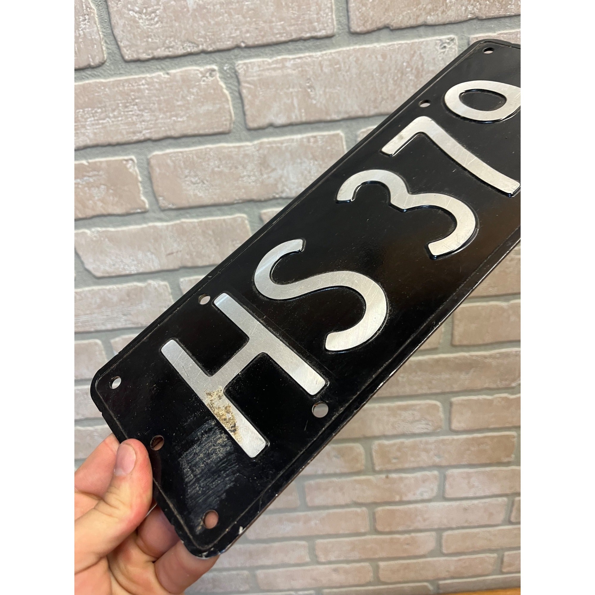 Vintage British License Plate HS 379 Scotland Lanarkshire UK Pressed Aluminum