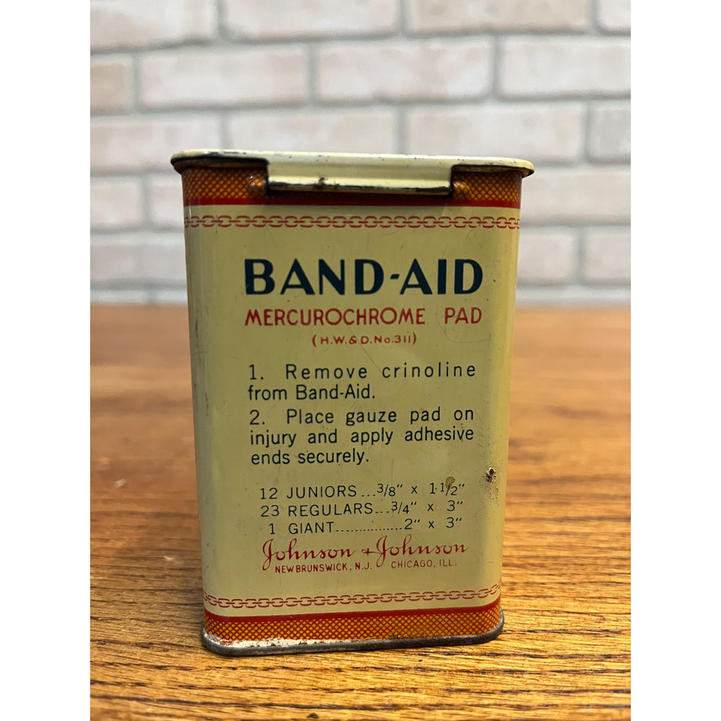 Vintage 1930s Band-Aid Mercurochrome Pad Tin Can Johnson Johnson Chicago