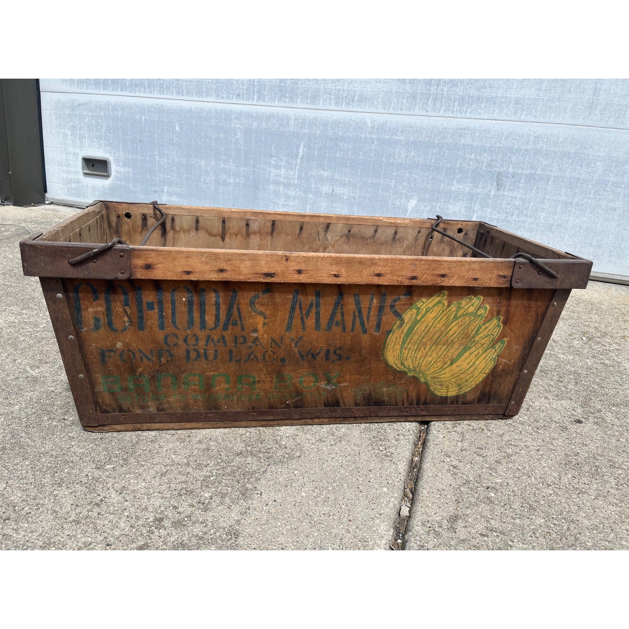 Vintage Cohodas Manis Banana Company Fond du Lac Wis Advertising Wooden Crate Box