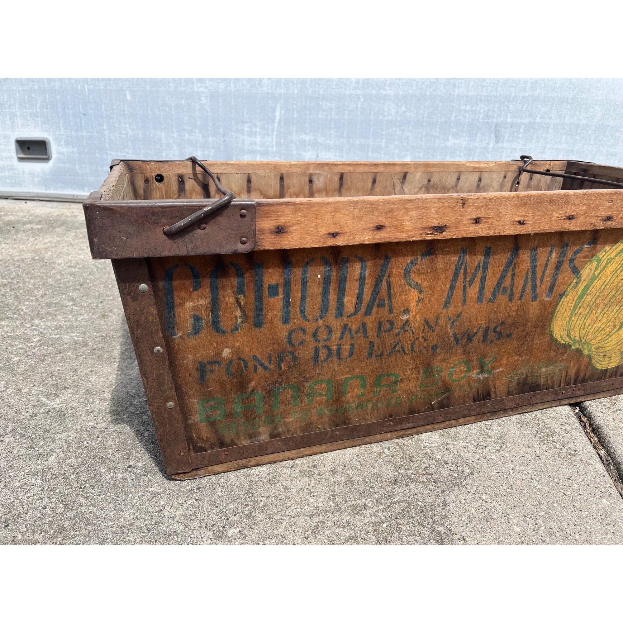 Vintage Cohodas Manis Banana Company Fond du Lac Wis Advertising Wooden Crate Box