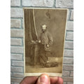 Original Carte de Visite CDV Man & Dog Lying on Floor Spaniel? - Menzies