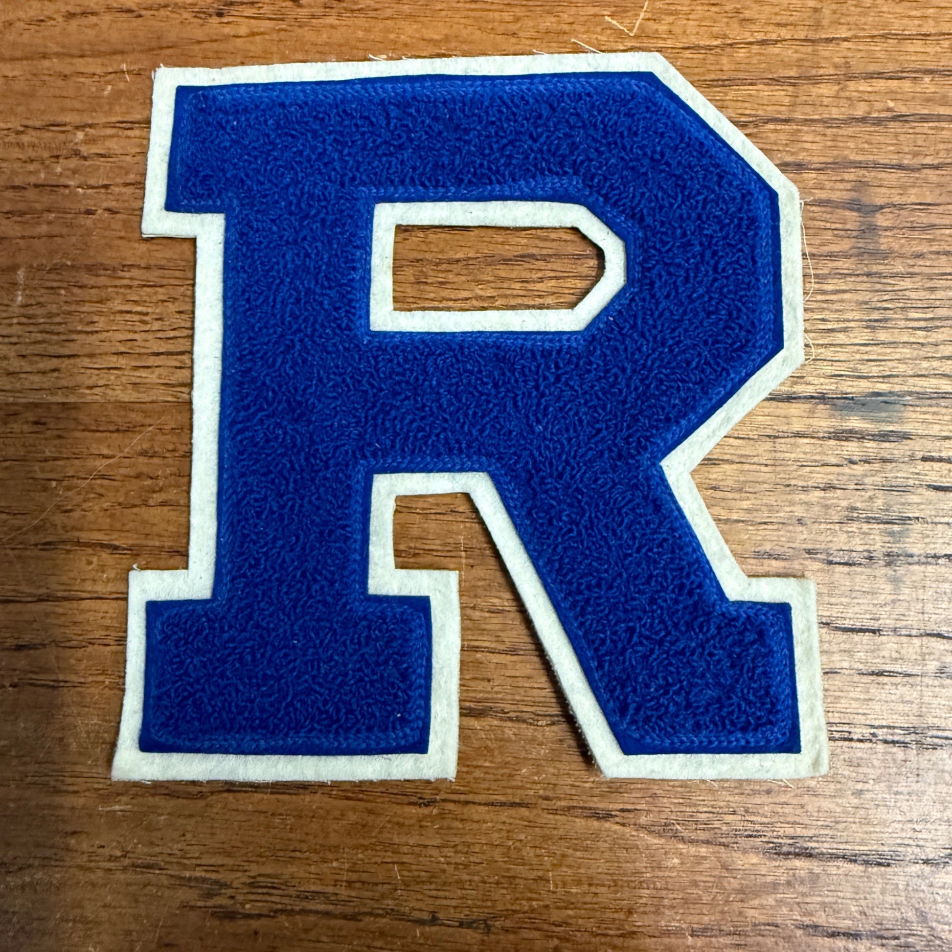 Vintage Letter "R"  High School Varsity Lettermen's Jacket Patch Blue& White