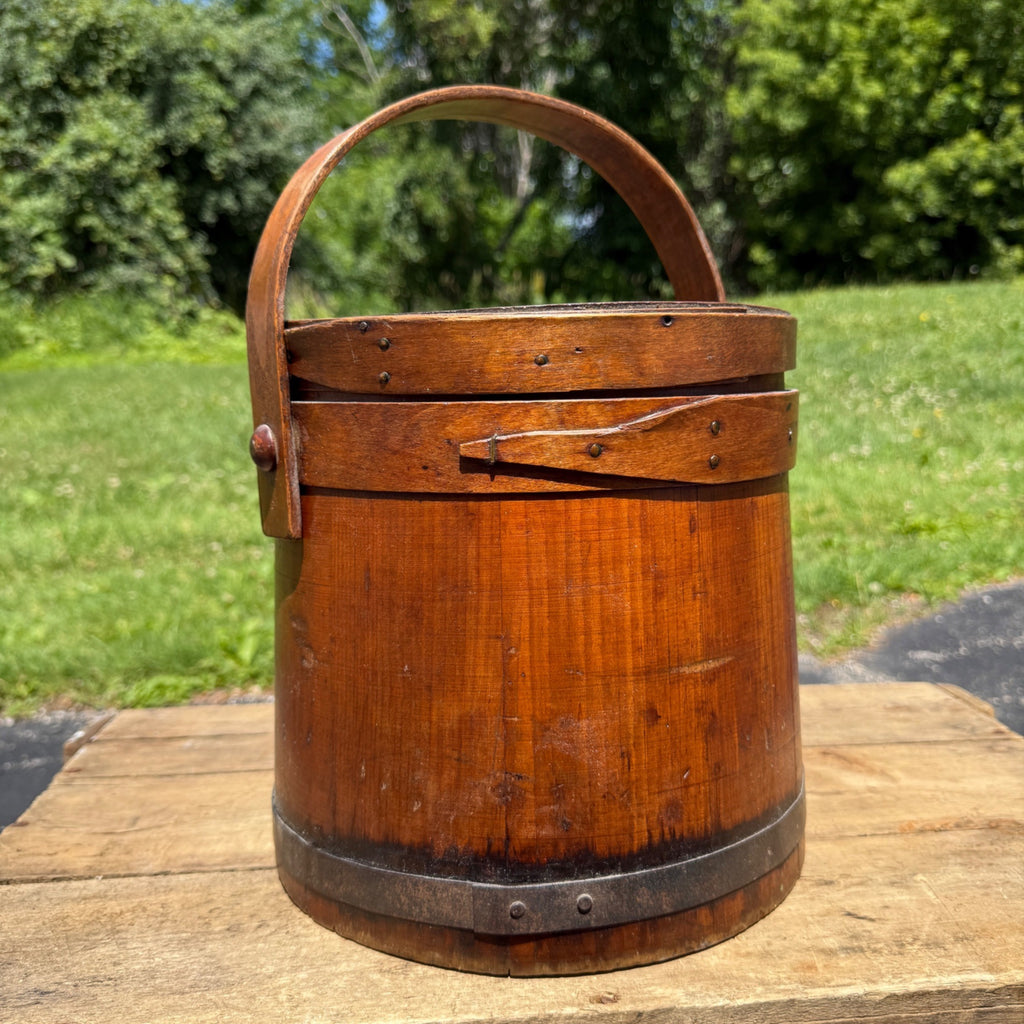 Antique Primitive 19th c. Sugar Firkin Pail Wood Handle Farmhouse AAFA