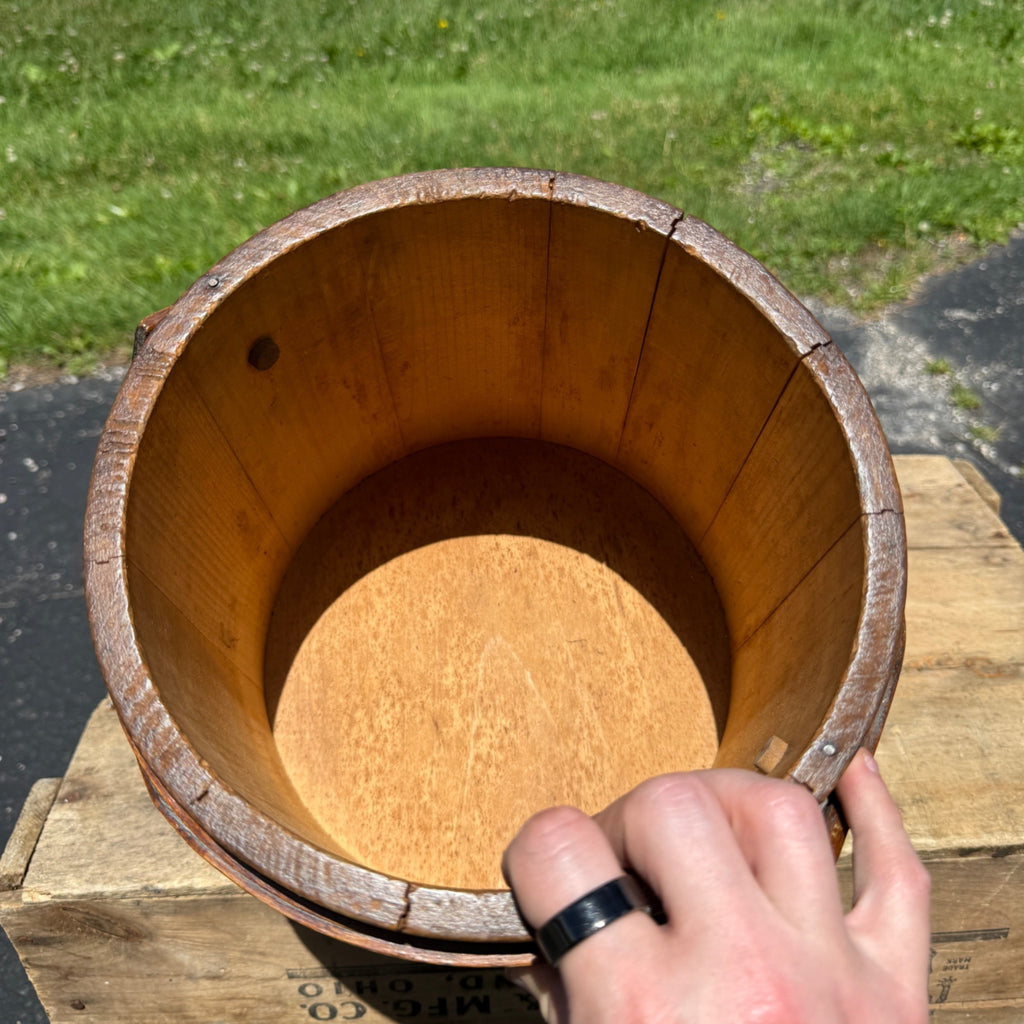 Antique Primitive 19th c. Sugar Firkin Pail Wood Handle Farmhouse AAFA