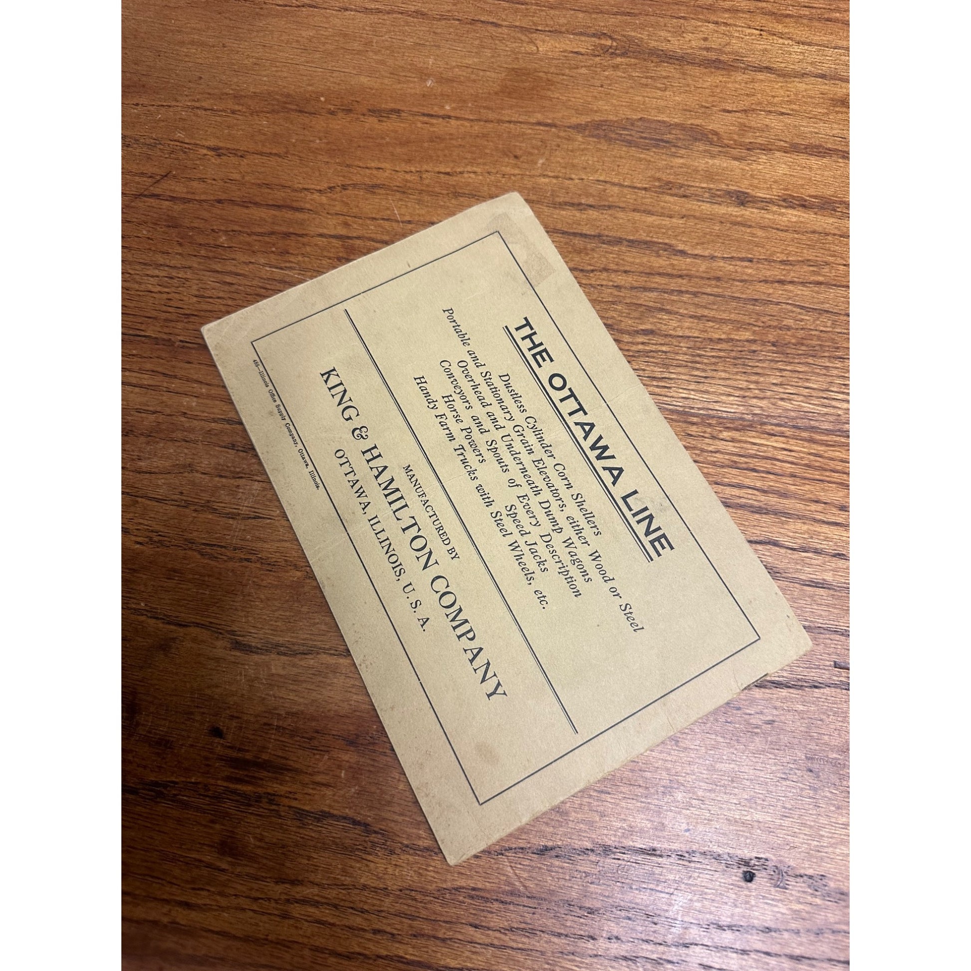 1910's Ottawa Corn Shellers Catalog King & Hamilton Company Ottawa Illinois