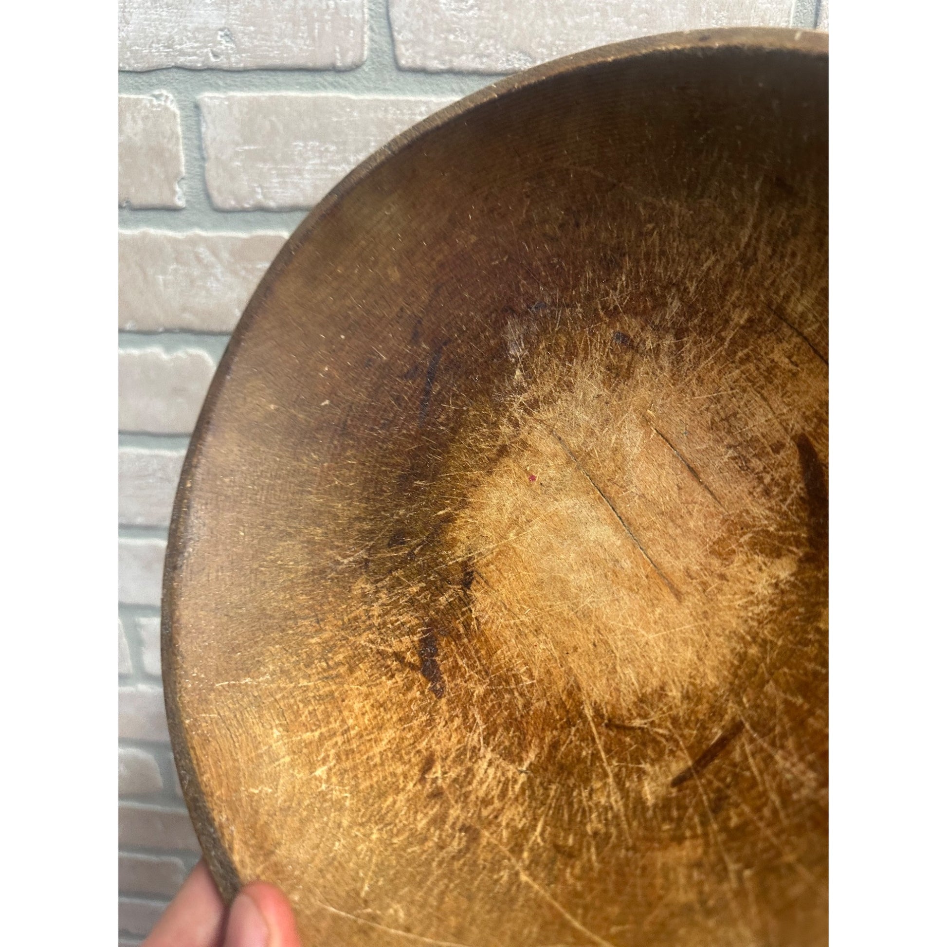 Antique Primitive Wooden Butter Bowl Shallow Farmhouse Country Wood 1800s