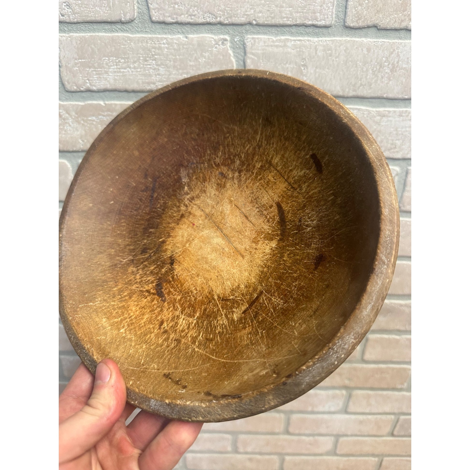 Antique Primitive Wooden Butter Bowl Shallow Farmhouse Country Wood 1800s