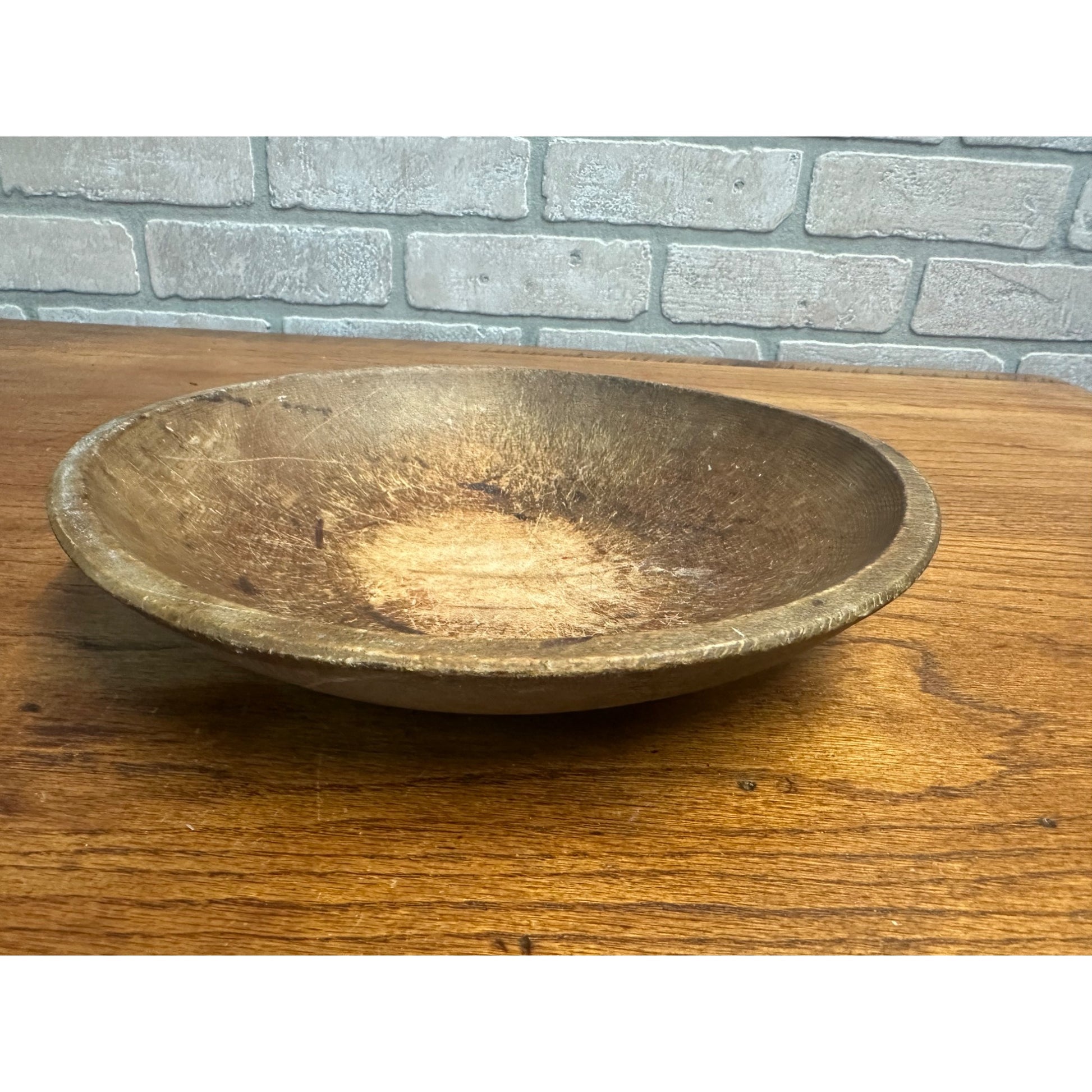 Antique Primitive Wooden Butter Bowl Shallow Farmhouse Country Wood 1800s