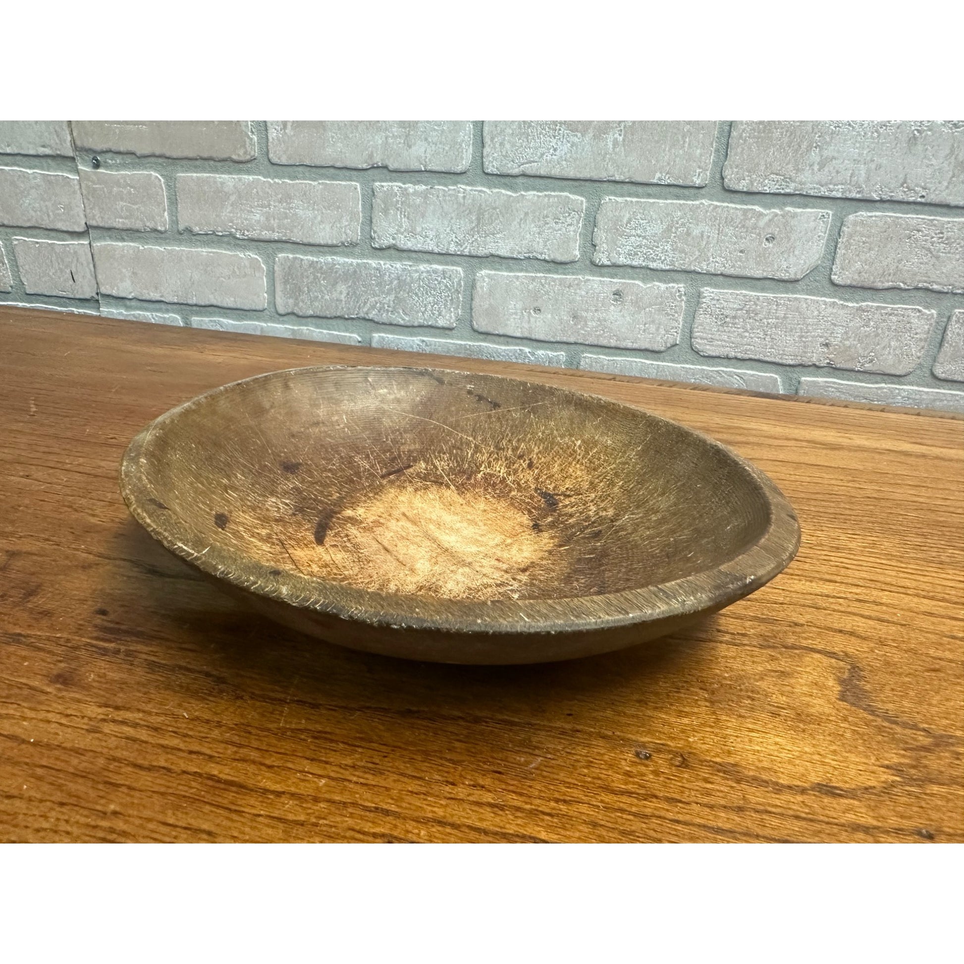 Antique Primitive Wooden Butter Bowl Shallow Farmhouse Country Wood 1800s