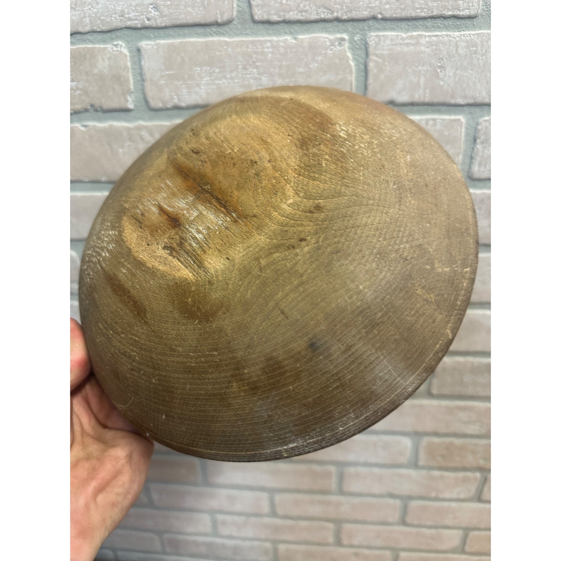 Antique Primitive Wooden Butter Bowl Shallow Farmhouse Country Wood 1800s