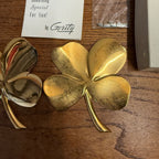 Vintage 24 Carat Gold Electroplated Four Leaf Clover Wall Hanging Set Gerity Products Inc. Toledo, Ohio 1982 Religious Luck Charm