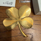 Vintage 24 Carat Gold Electroplated Four Leaf Clover Wall Hanging Set Gerity Products Inc. Toledo, Ohio 1982 Religious Luck Charm