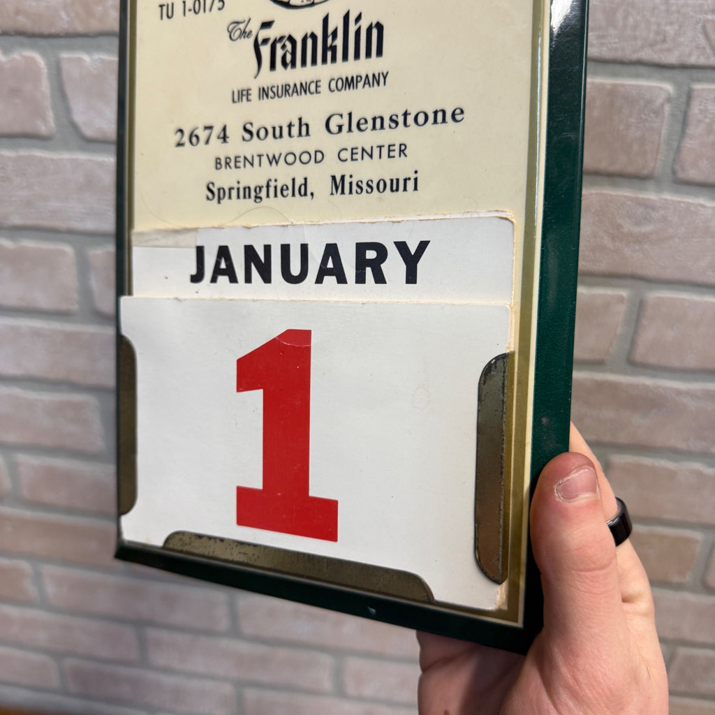 Vintage Wayne Graham Franklin Life Insurance Calendar Tin Sign Frame