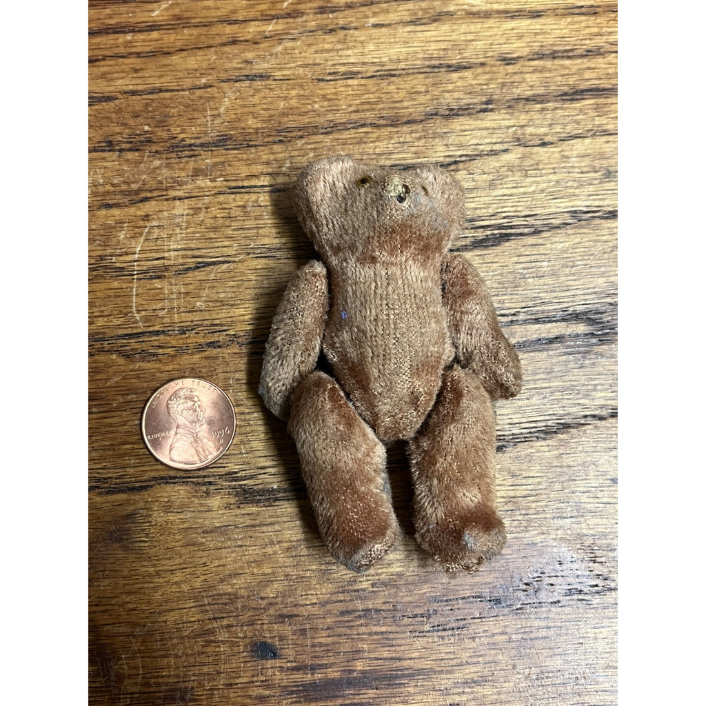 Antique 1920s Mohair Teddy Bear Miniature Jointed 3" Child's Toy