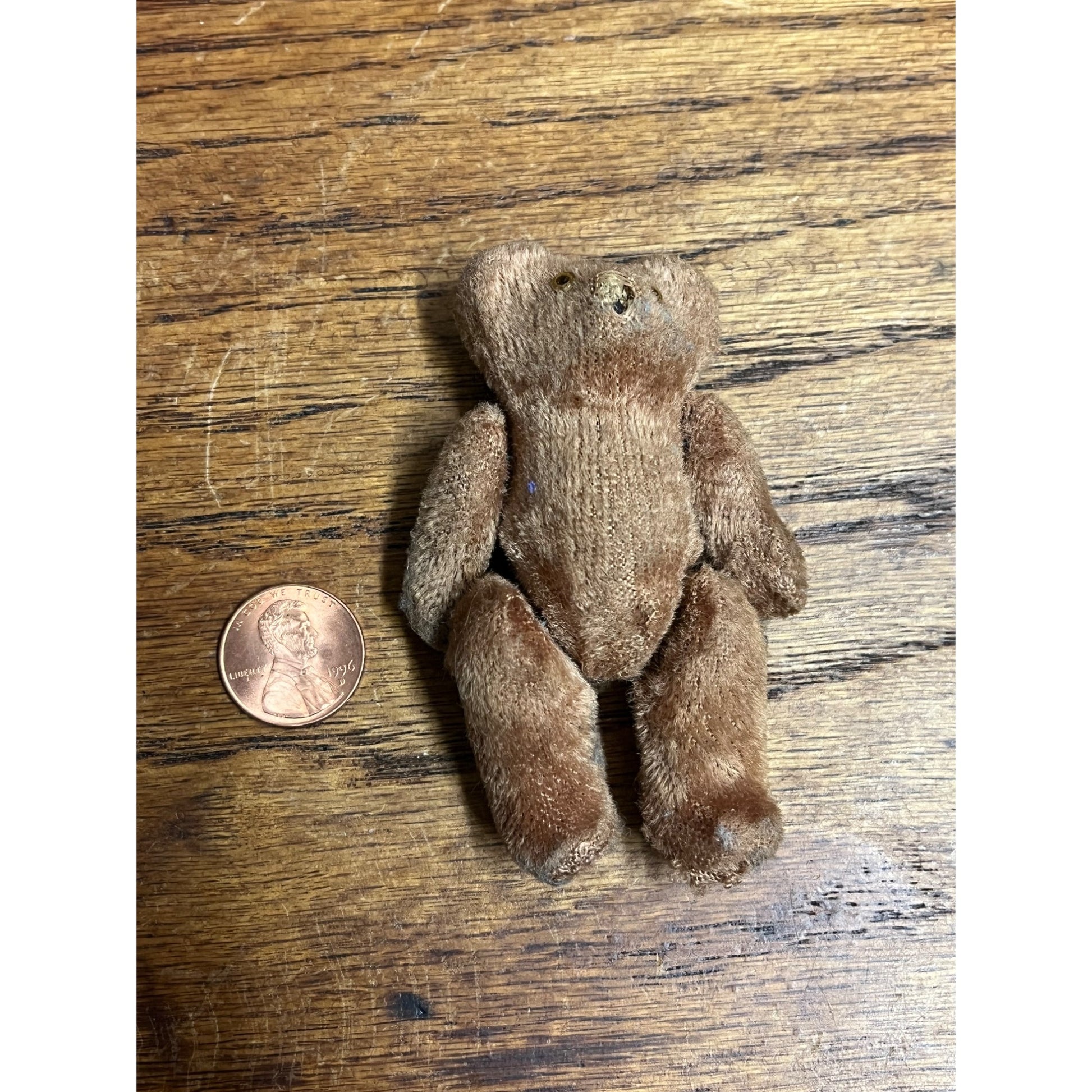 Antique 1920s Mohair Teddy Bear Miniature Jointed 3" Child's Toy