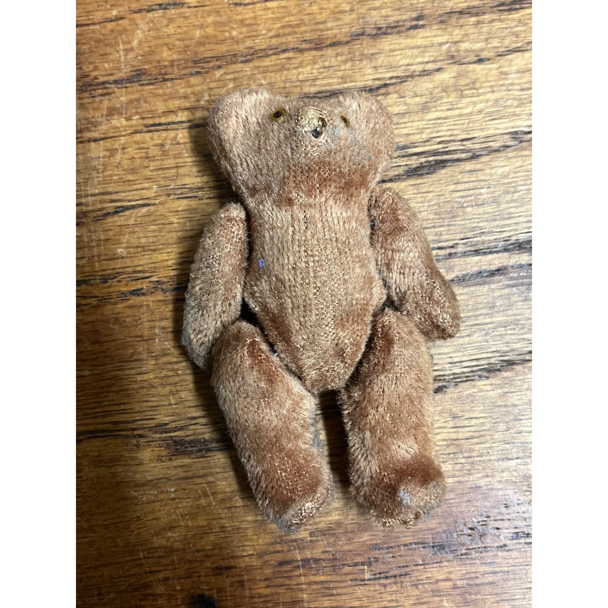 Antique 1920s Mohair Teddy Bear Miniature Jointed 3" Child's Toy