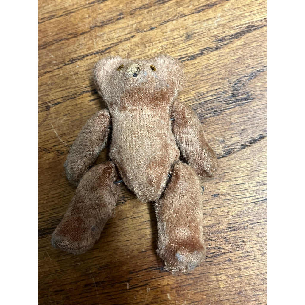 Antique 1920s Mohair Teddy Bear Miniature Jointed 3" Child's Toy