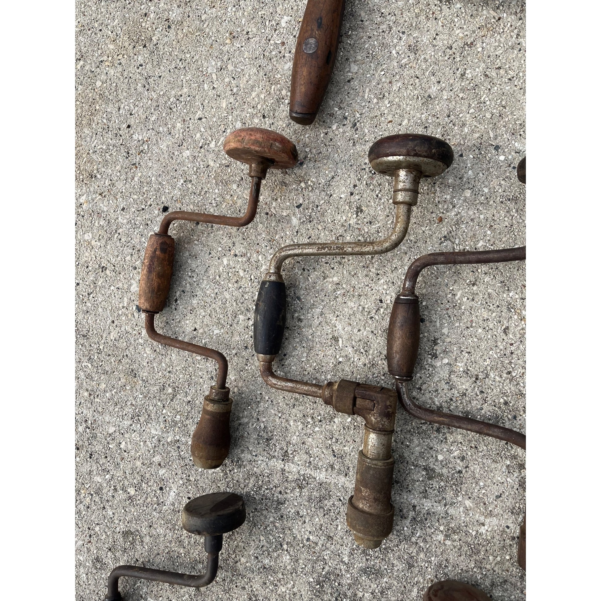 Antique Vintage Huge Lot Auger Bit Brace Hand Drills, Egg Beater Drills, Wrench