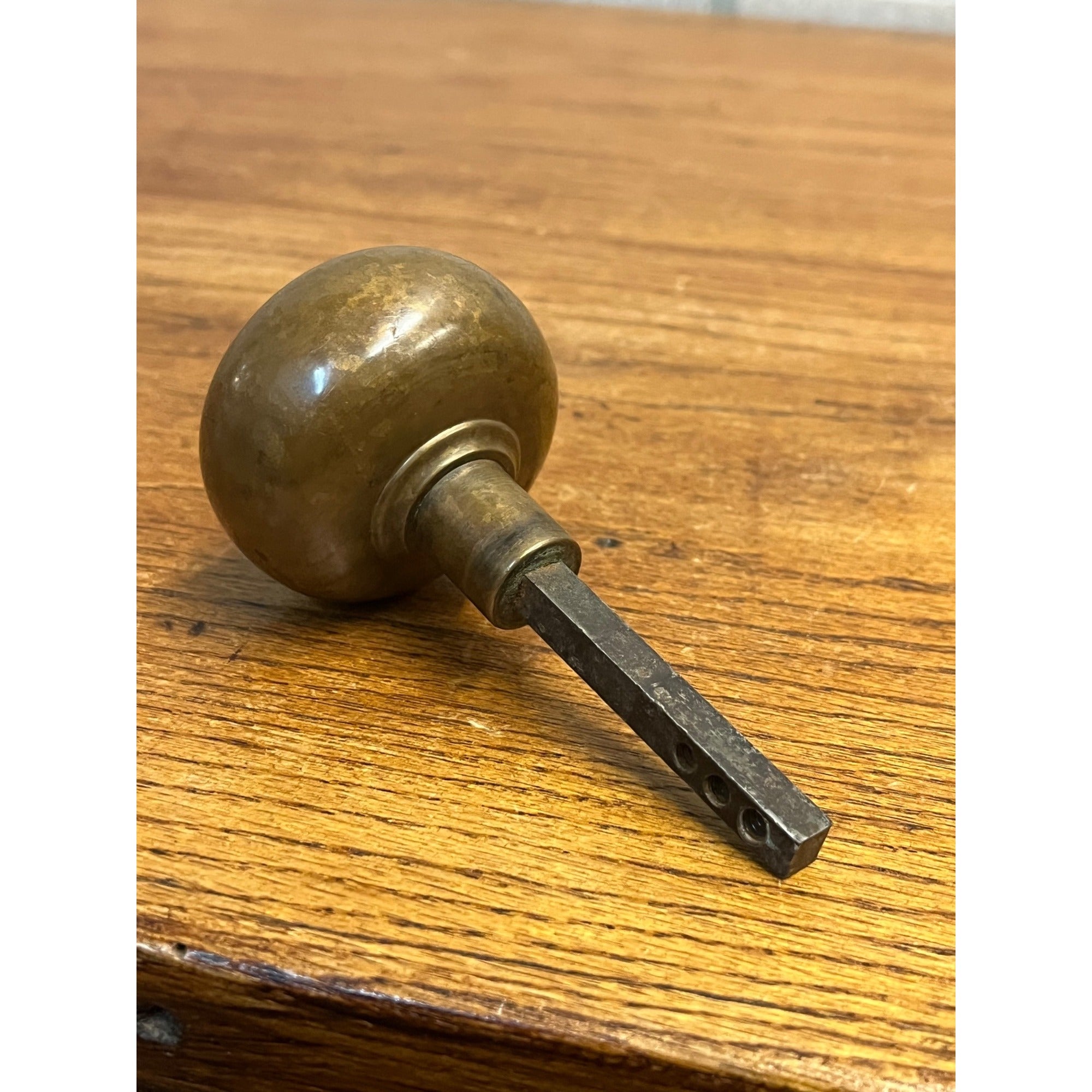Antique Three Feather Indian Bronze Doorknob Reading Improved Order of Red Men