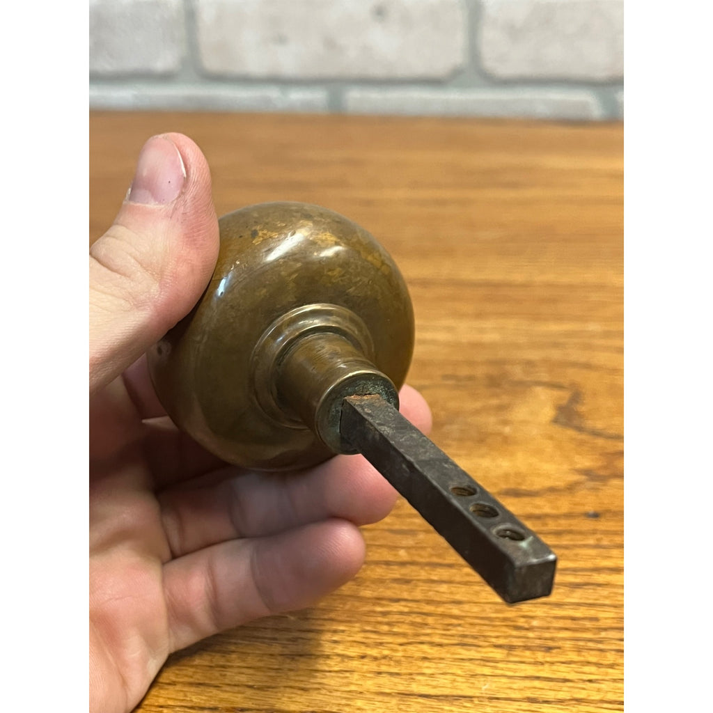 Antique Three Feather Indian Bronze Doorknob Reading Improved Order of Red Men