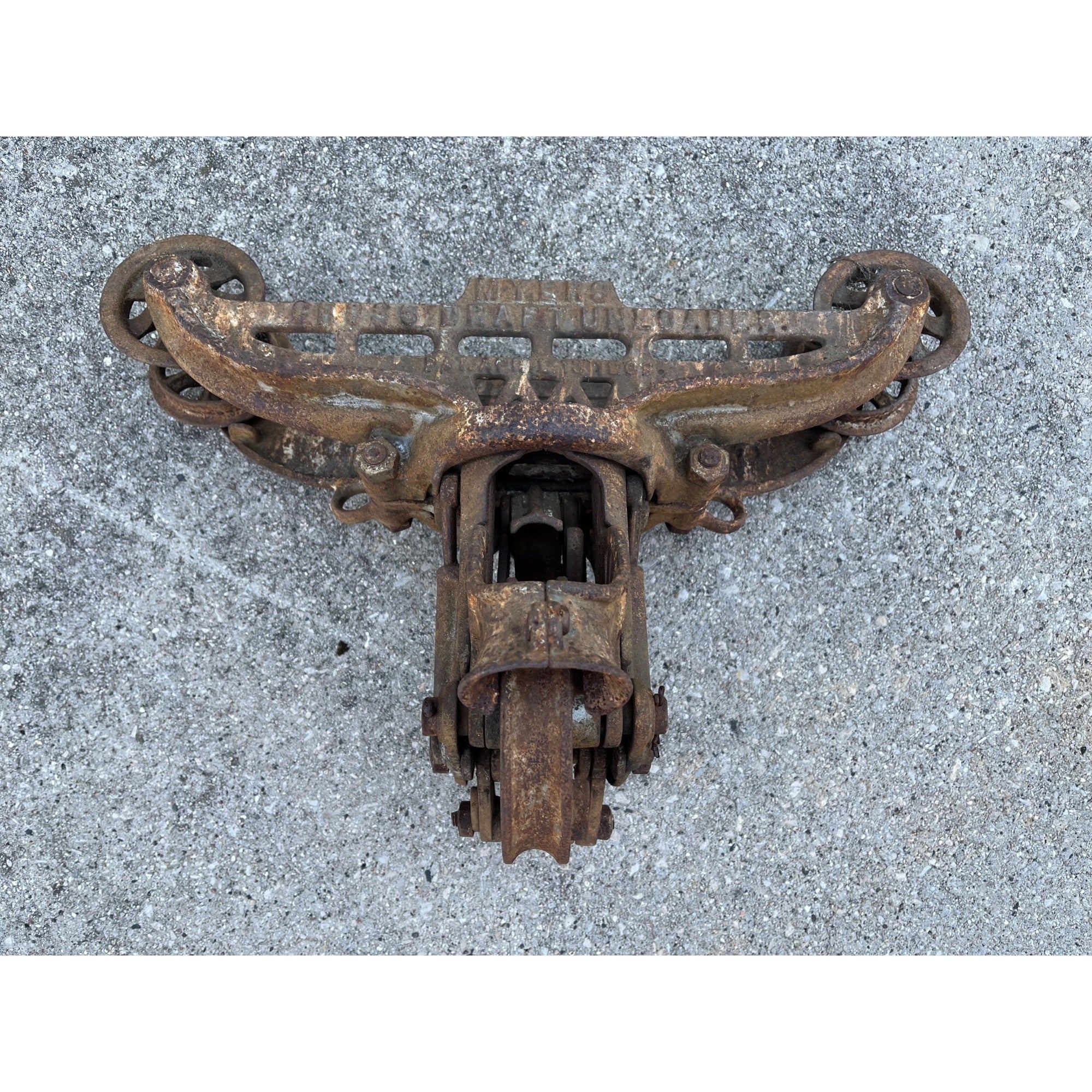 Antique F.E. Myers Cross Draft Cast Iron Farm Hay Trolley Barn Equipment