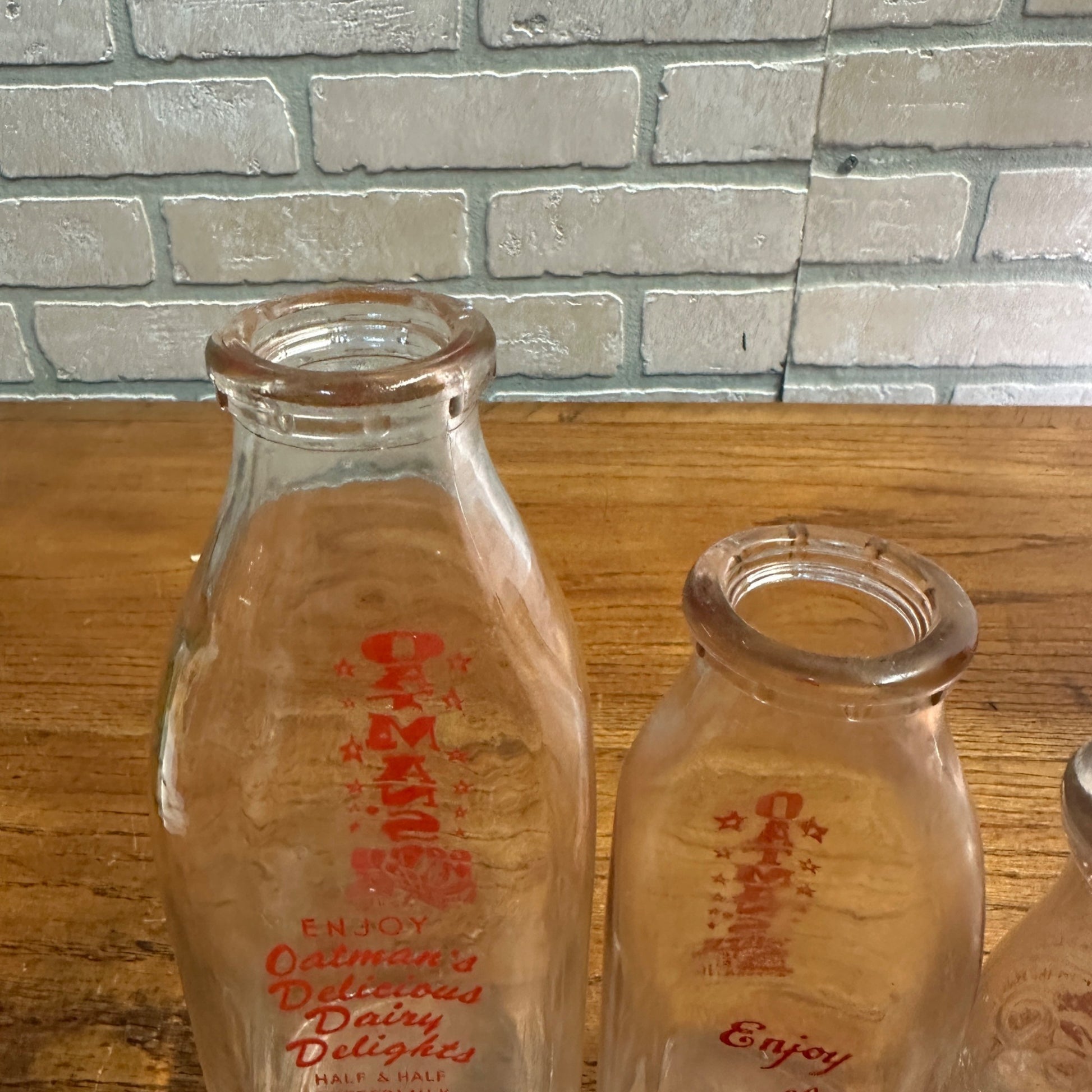 Lot of (4) Oatman Milk Bottles Valley Maid Ice Cream ACL Aurora IL