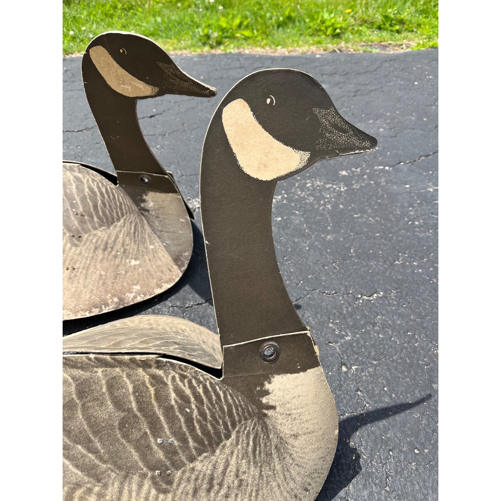 Vintage 1940s Dup-A-Goose Folding Decoys Pair Dunster Sporting Goods Seattle