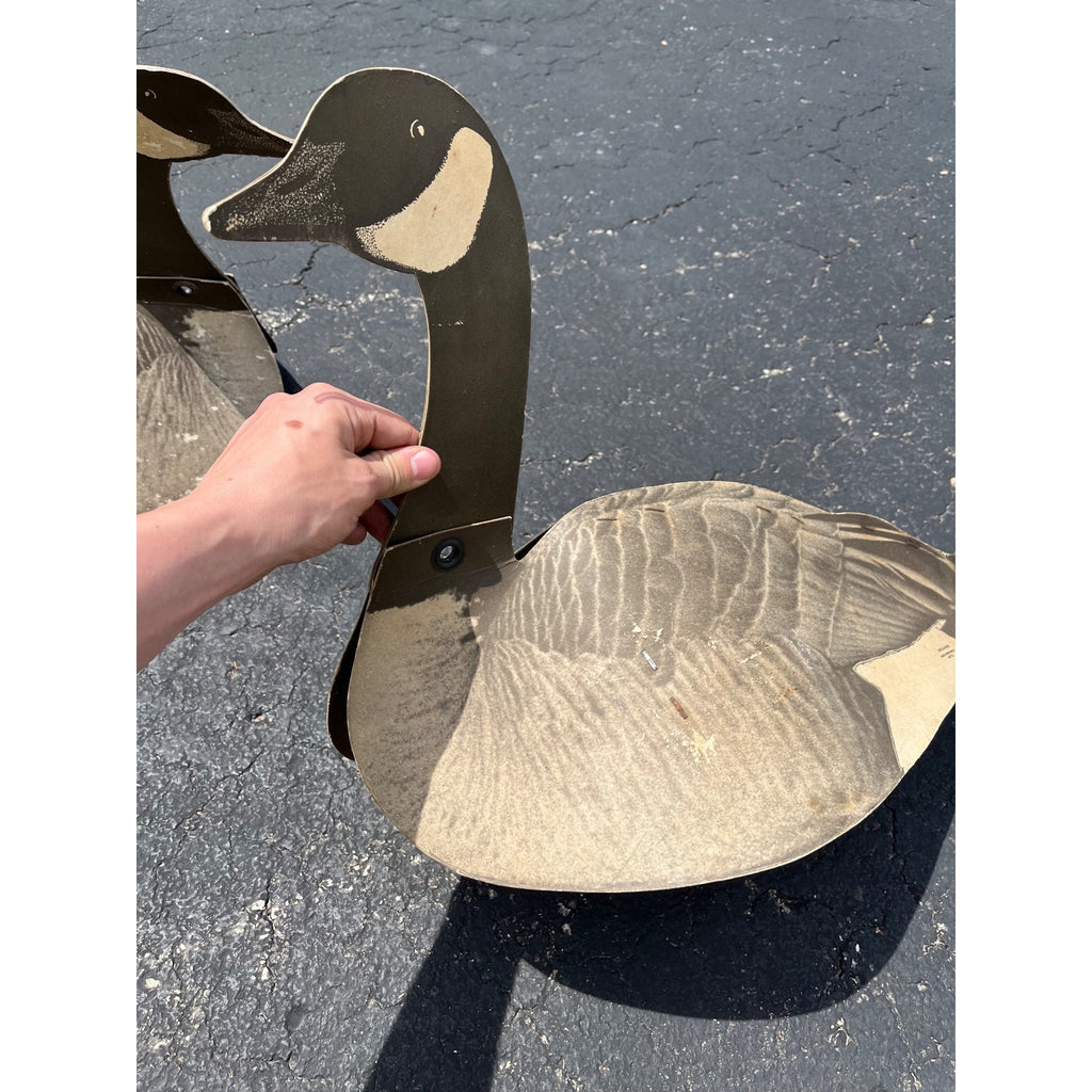 Vintage 1940s Dup-A-Goose Folding Decoys Pair Dunster Sporting Goods Seattle