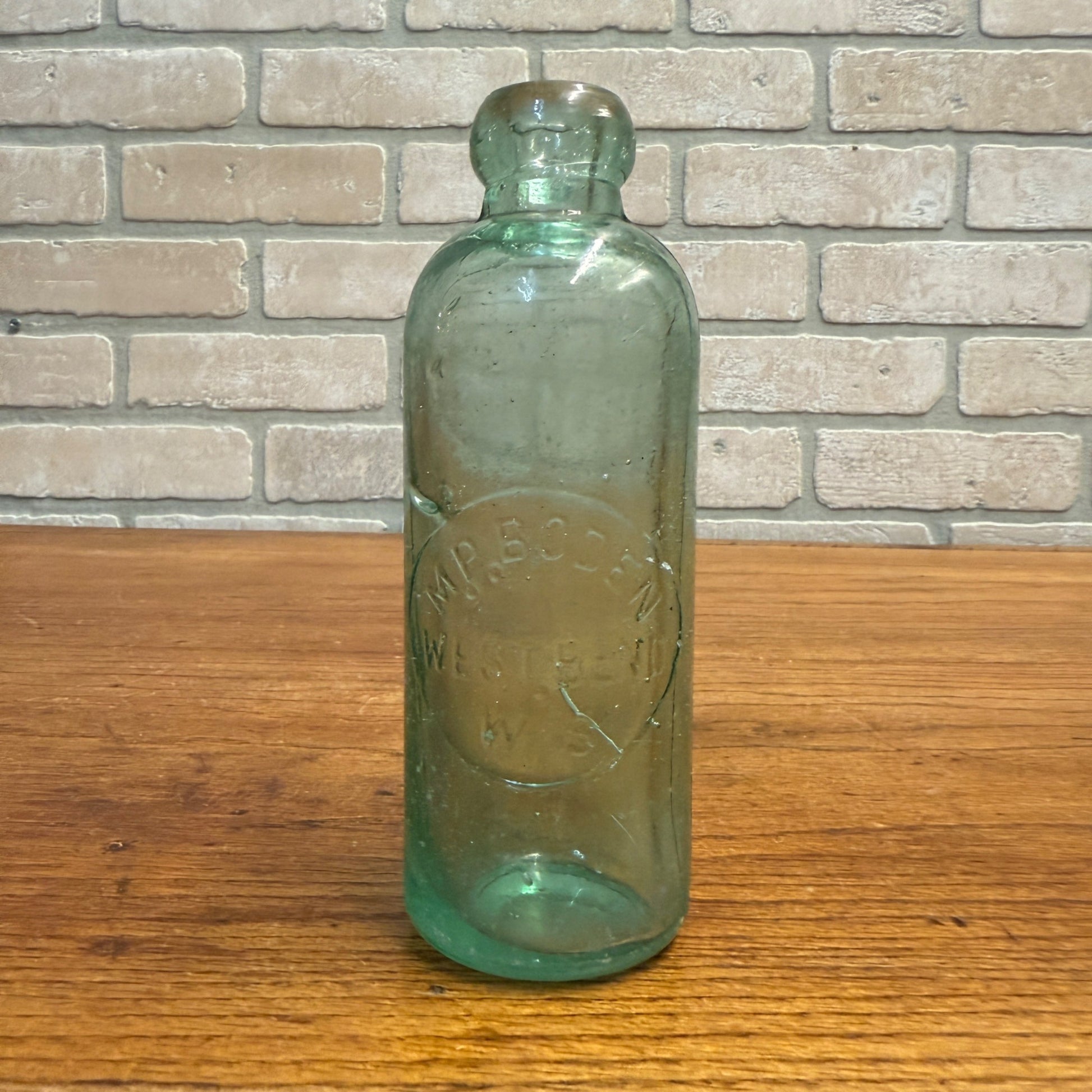 RARE Antique MP Boden -- West Bend, Wis -- Hutchinson Soda Blob Bottle WI
