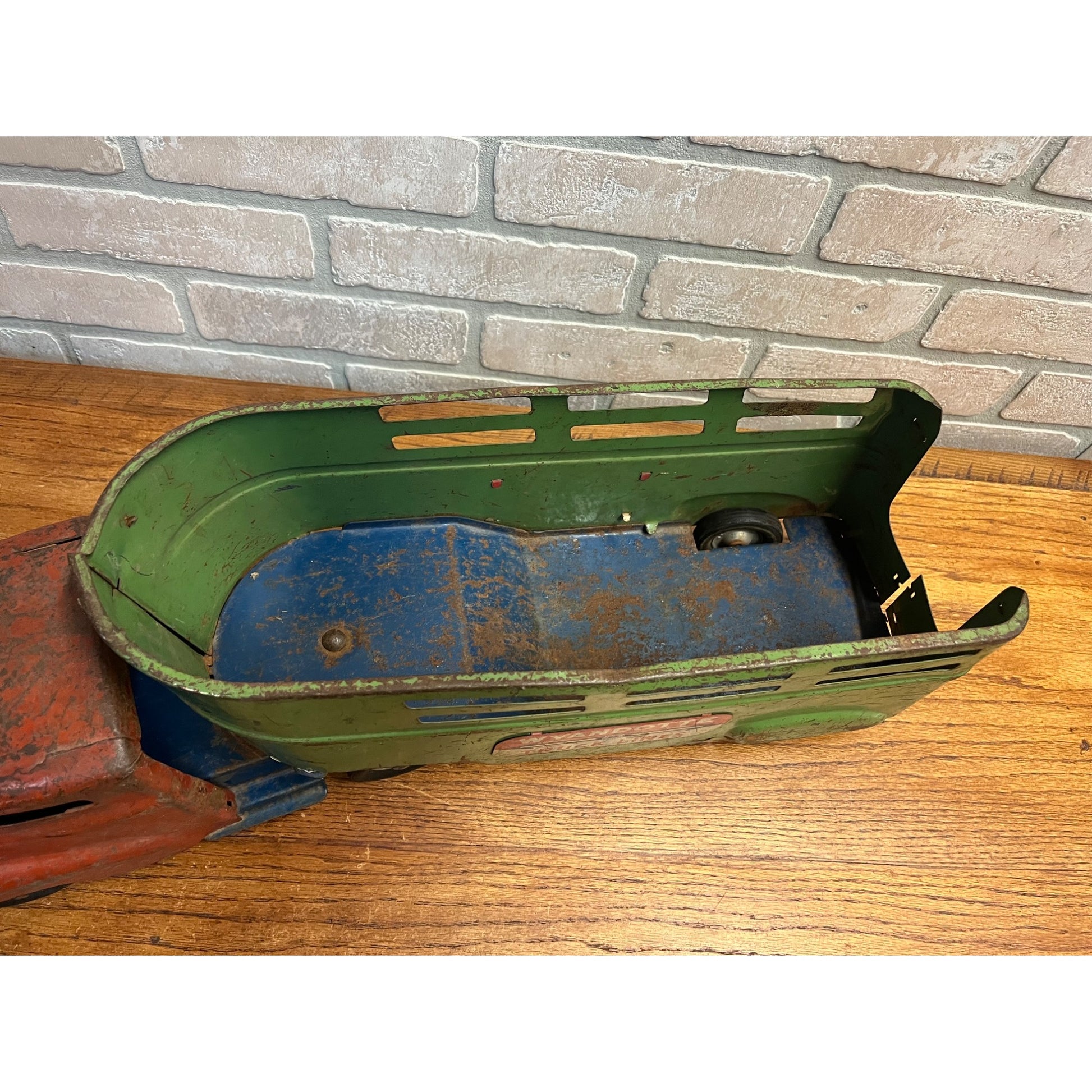 Vintage 1940s Wyandotte Truck Lines Pressed Steel Toy Semi Cab & Trailer