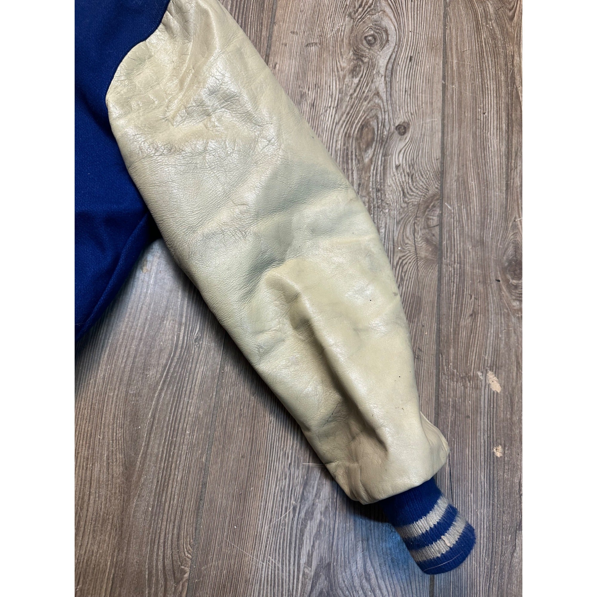 Vintage 1950s Varsity Letterman Bomber Sports Jacket Blue White Coat Retro Size 36