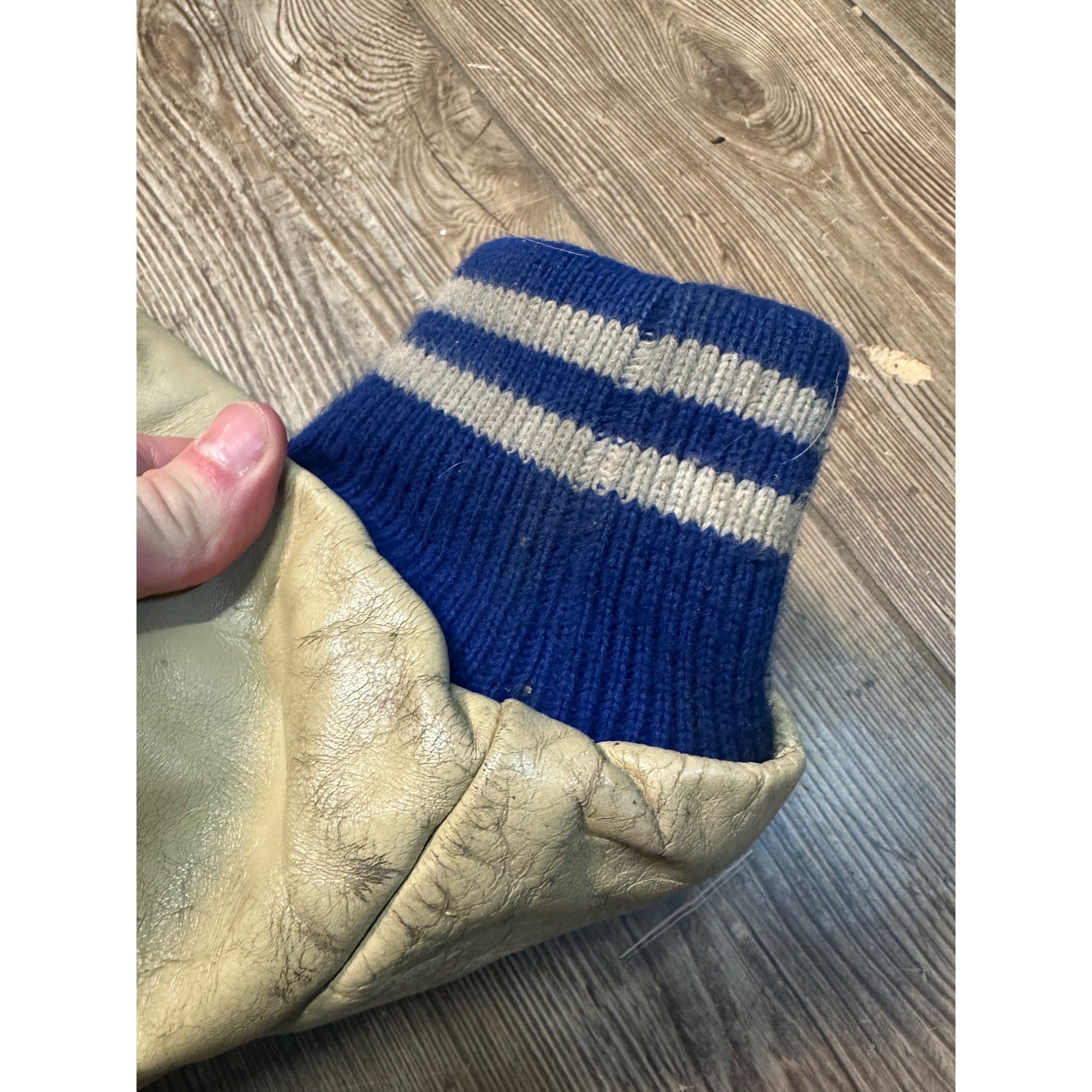 Vintage 1950s Varsity Letterman Bomber Sports Jacket Blue White Coat Retro Size 36