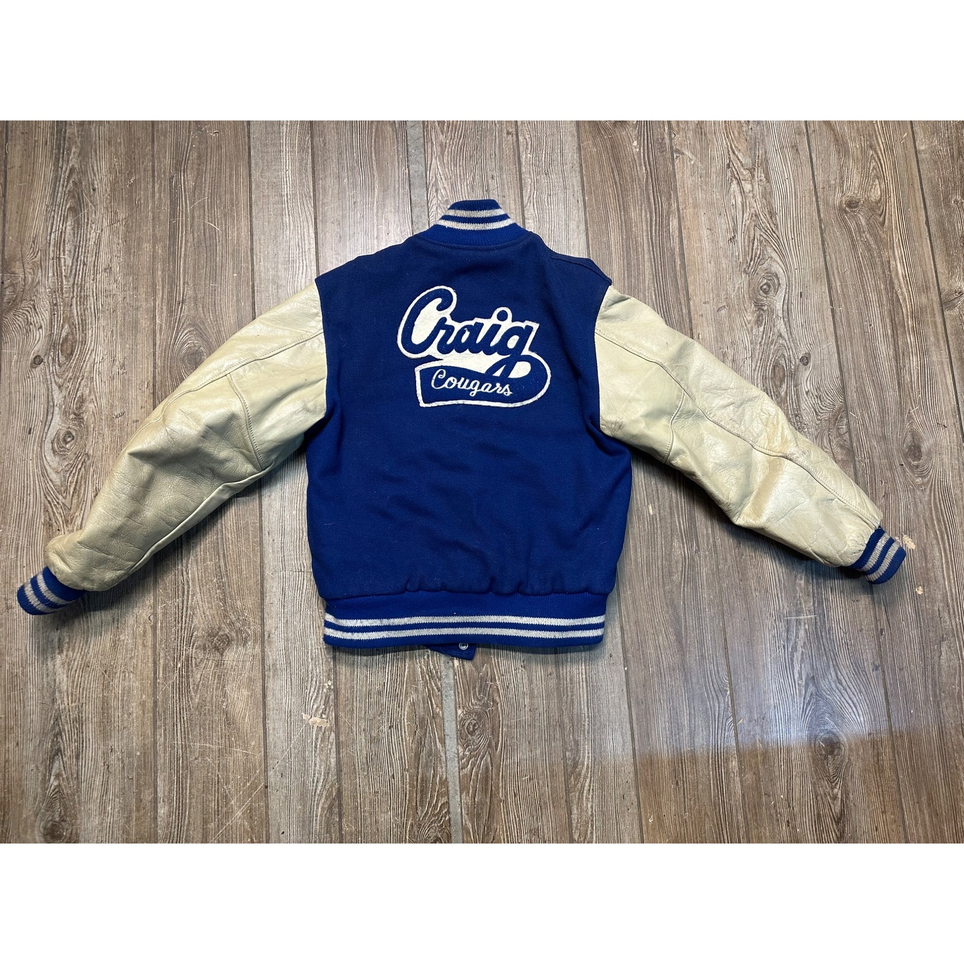 Vintage 1950s Varsity Letterman Bomber Sports Jacket Blue White Coat Retro Size 36