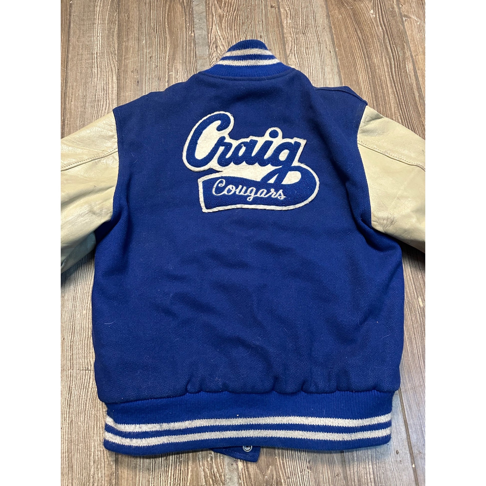 Vintage 1950s Varsity Letterman Bomber Sports Jacket Blue White Coat Retro Size 36