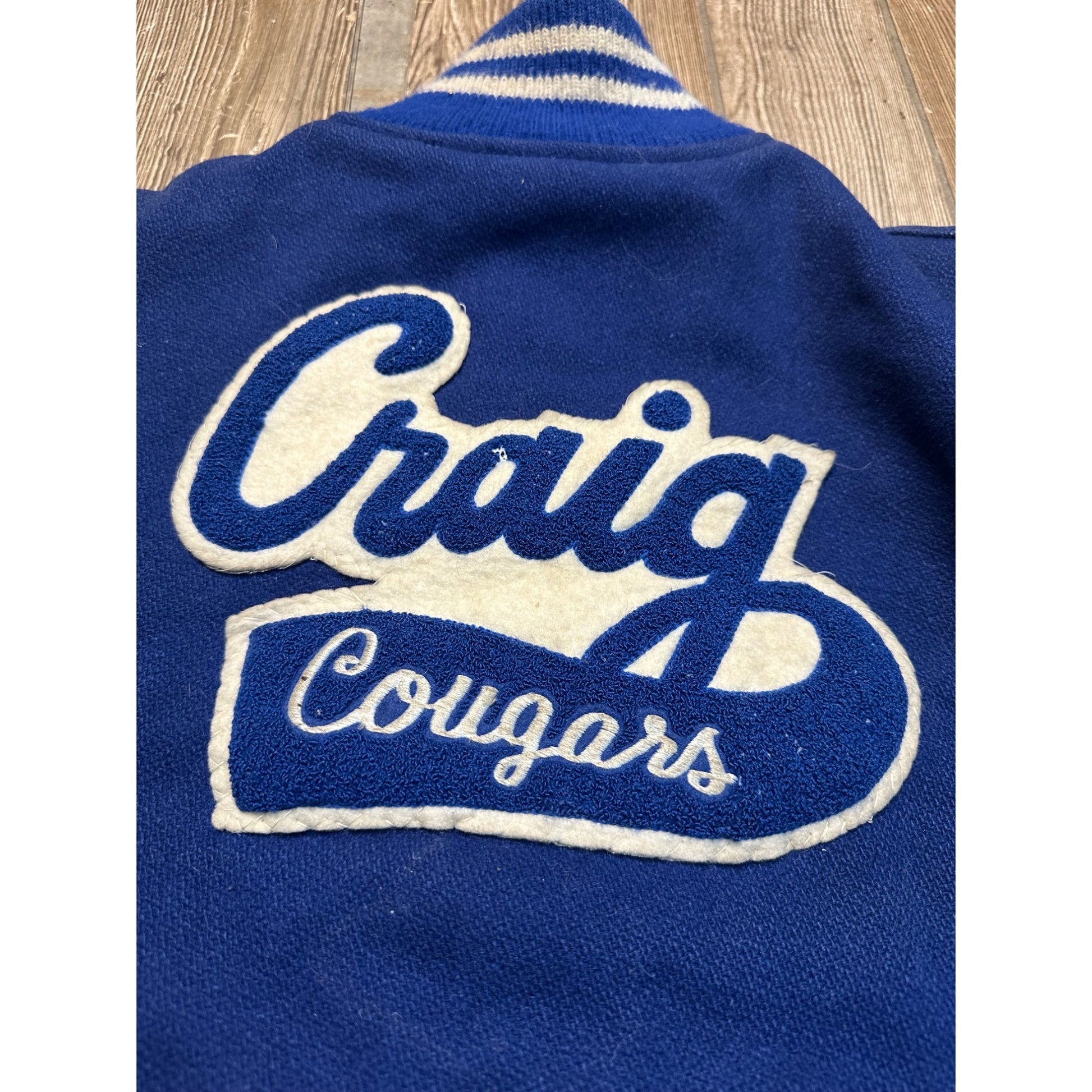 Vintage 1950s Varsity Letterman Bomber Sports Jacket Blue White Coat Retro Size 36