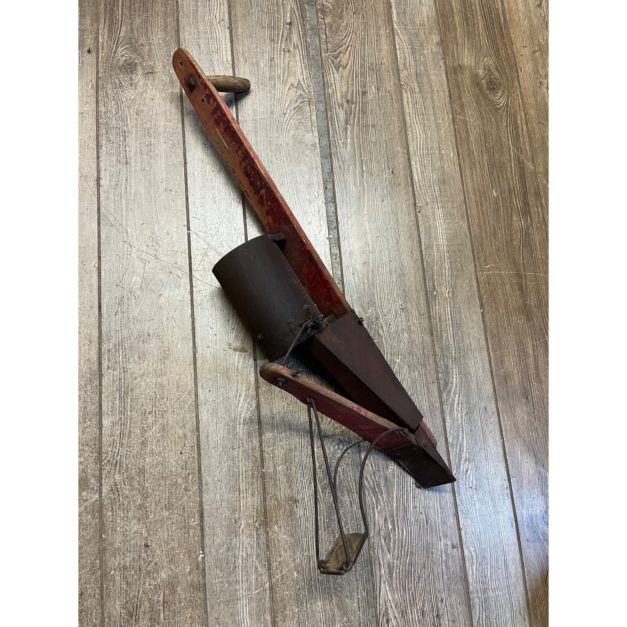 Vintage Primitive Wooden Seed Sower Potato Bulb Planter Tool Farm Decor
