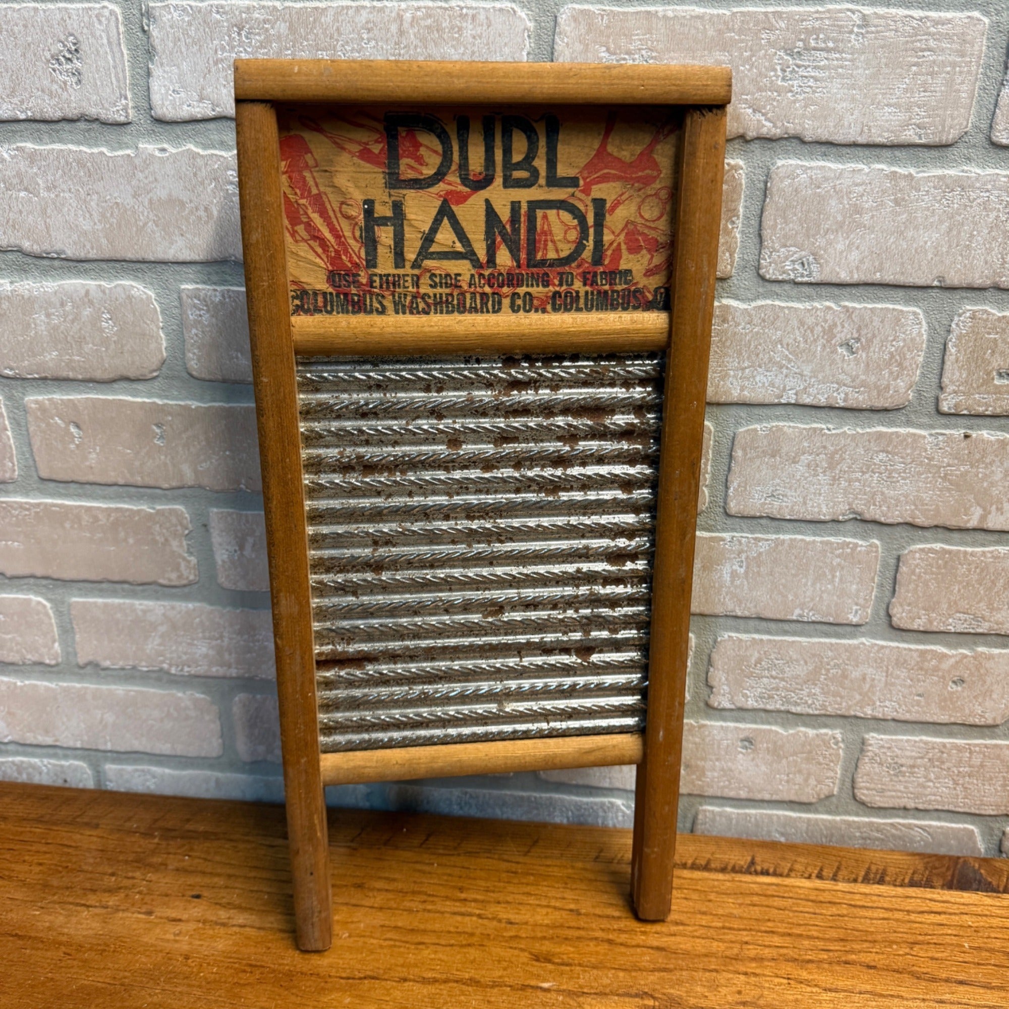Vintage Dubl Handi Columbus Washboard Co. Tin Washboard 1930s Decor