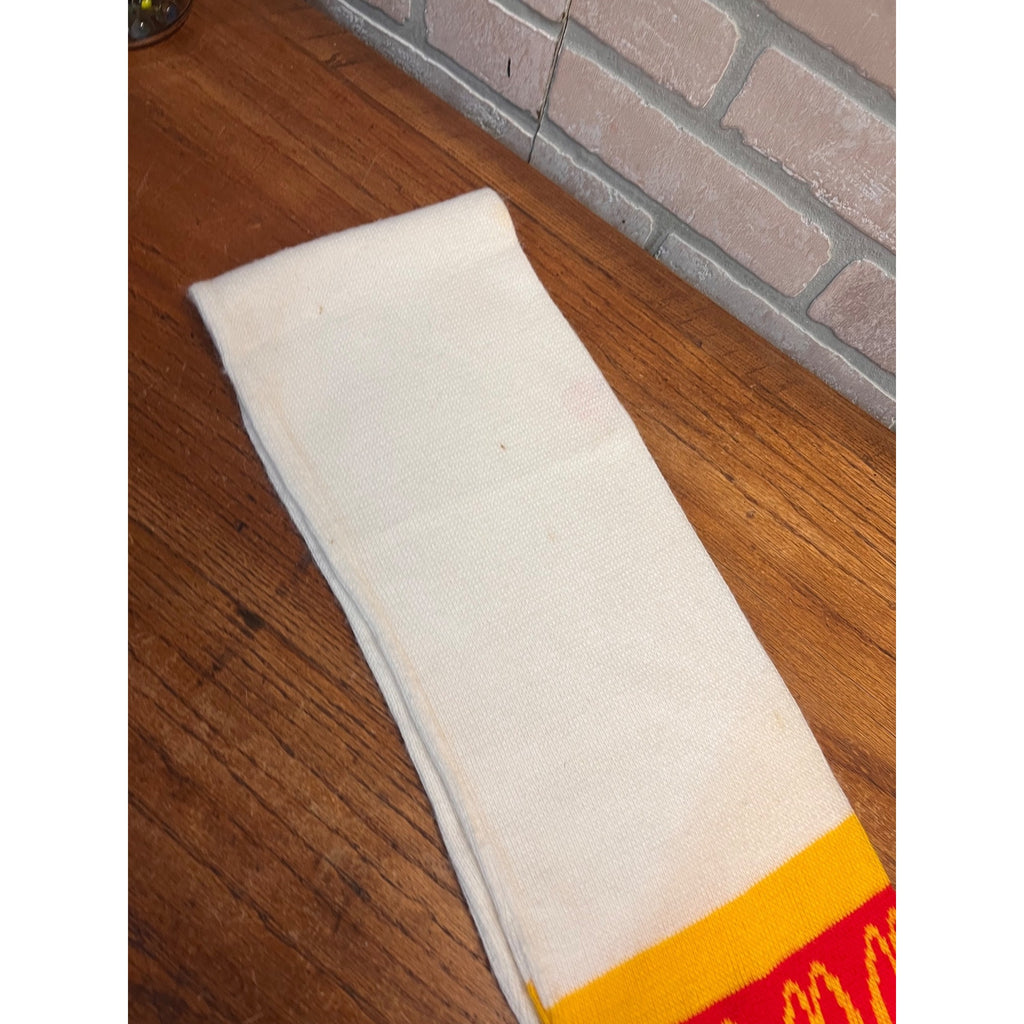 Vintage McDonald's Knit Scarf Red Yellow White Fringe Golden Arches 60”