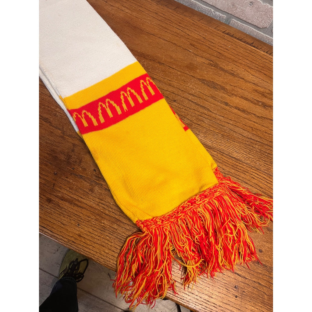 Vintage McDonald's Knit Scarf Red Yellow White Fringe Golden Arches 60”