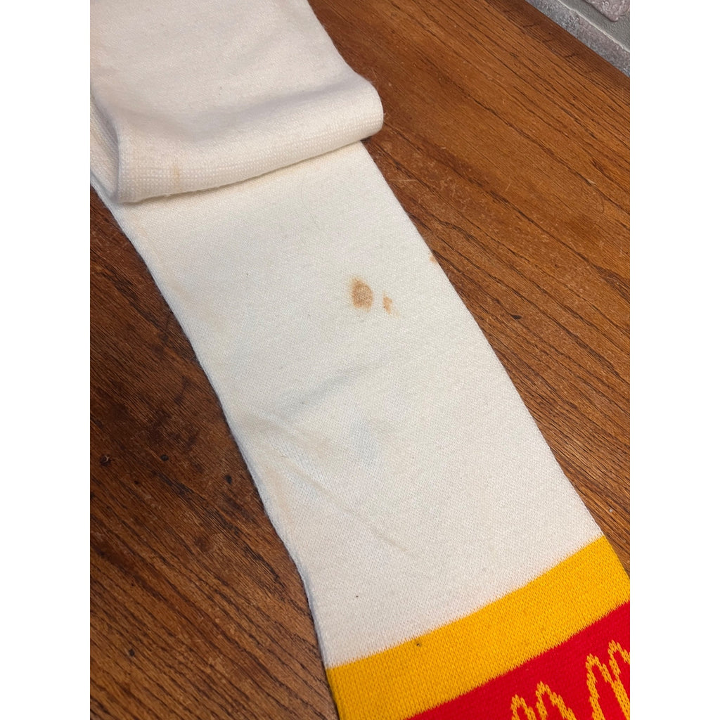 Vintage McDonald's Knit Scarf Red Yellow White Fringe Golden Arches 60”