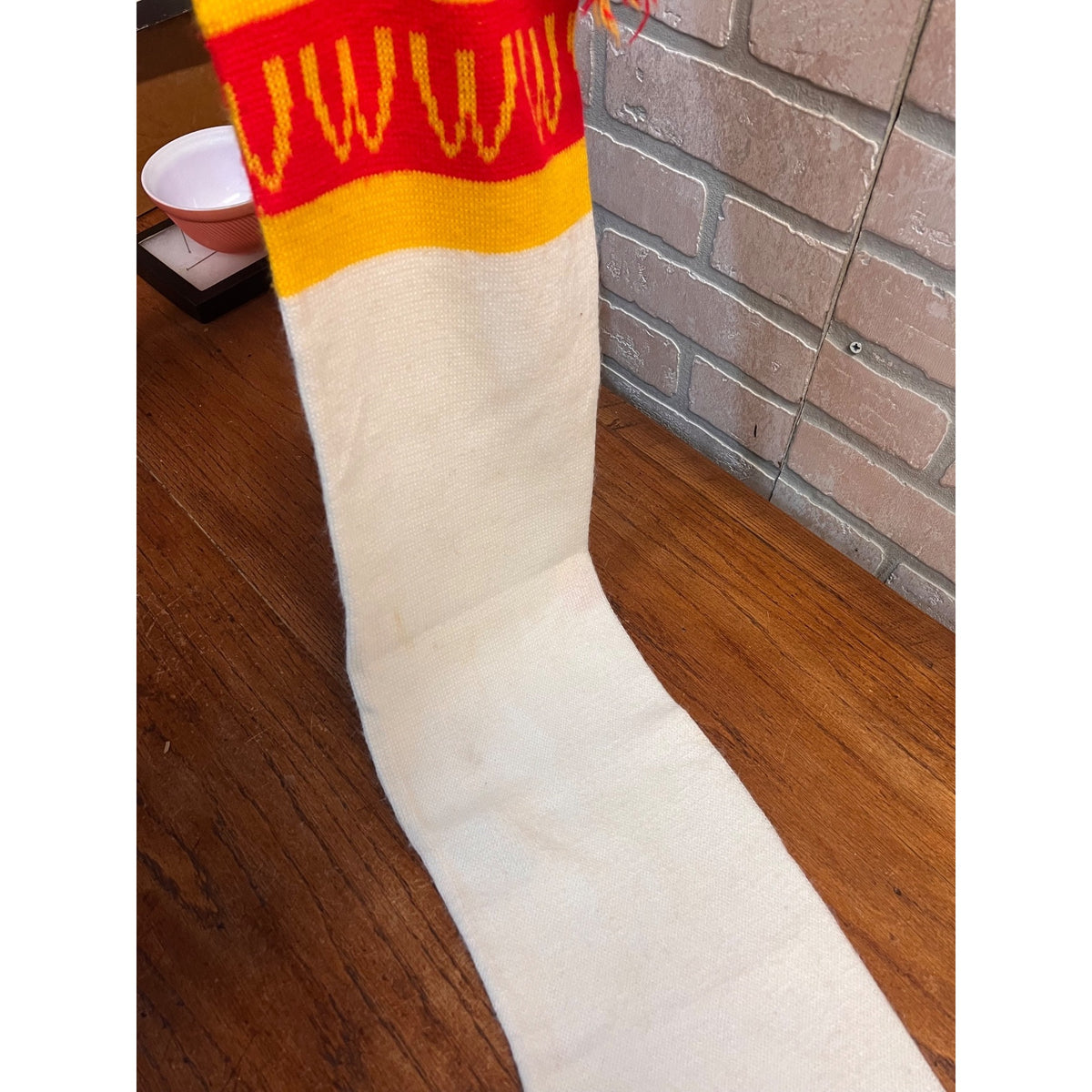 Vintage McDonald's Knit Scarf Red Yellow White Fringe Golden Arches 60”