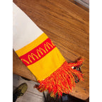 Vintage McDonald's Knit Scarf Red Yellow White Fringe Golden Arches 60”
