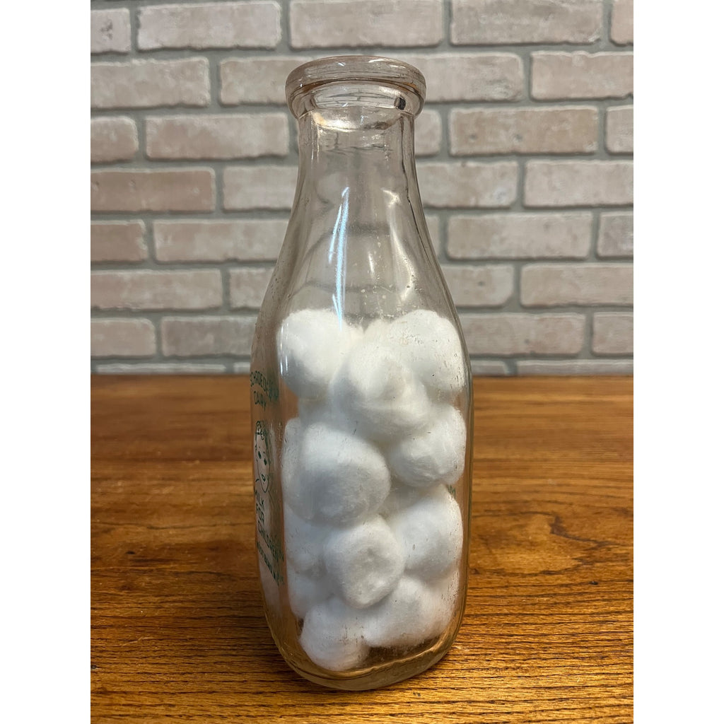 Vintage Schroeder Dairy West Bend Wis Quart Milk Bottle WI Wisconsin