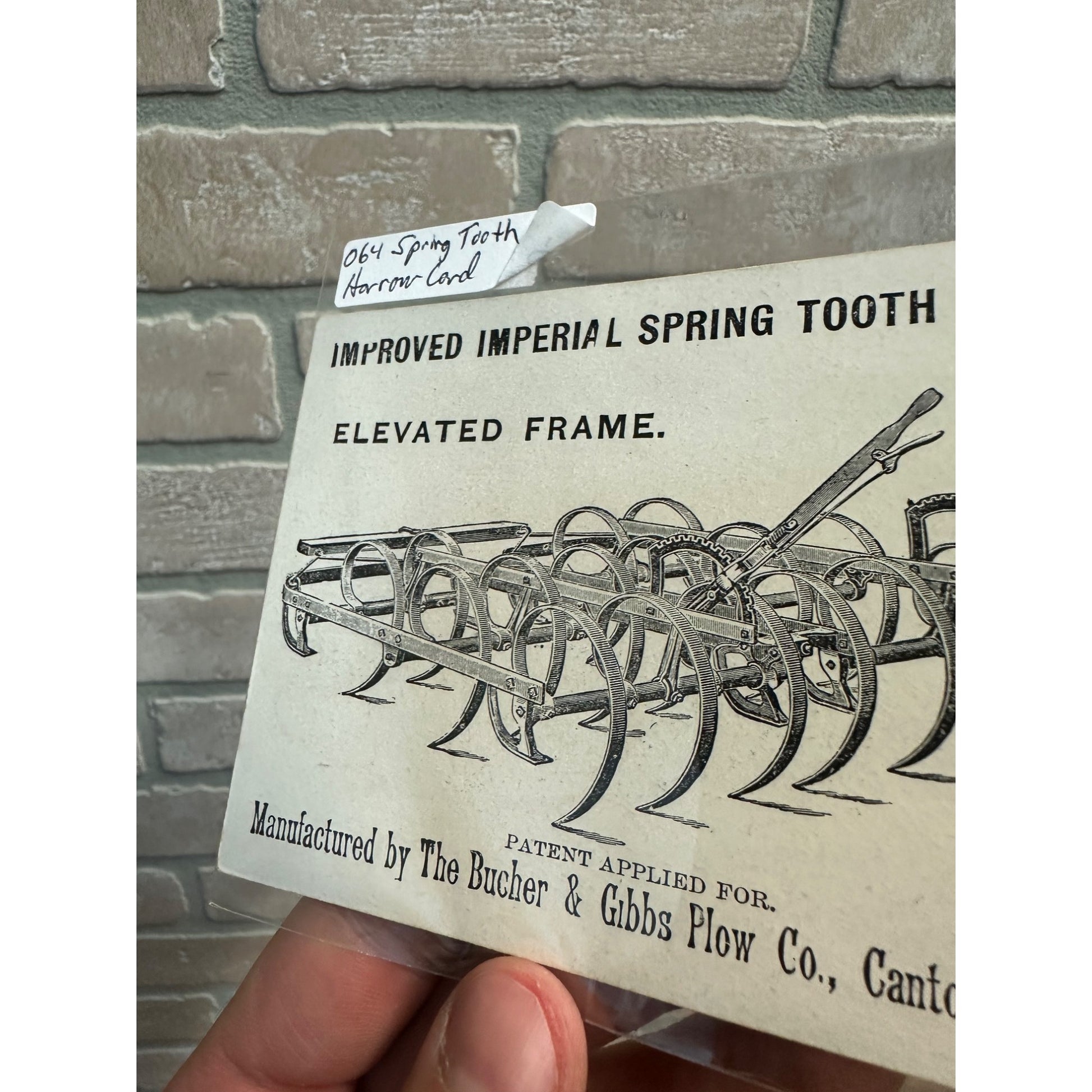 1890's Canton Ohio Bucher Gibbs Plow Imperial Harrow Trade Card Fair
